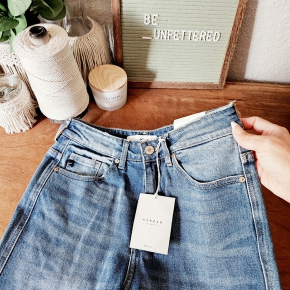 KanCan High Rise Medium Wash Classic Flare Jeans Stretch 7/27 Long Tall NEW - Picture 14 of 15